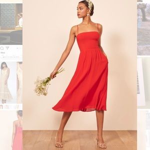 Reformation Rosehip Midi Dress - Tomato Red NWT!